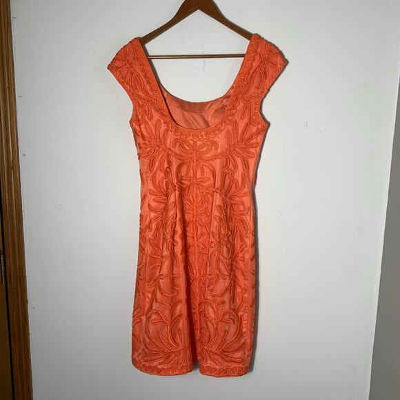 Womens Sue Wong Orange Embroidered Cocktail Dress, Size 4 EUC! - Picture 2 of 4